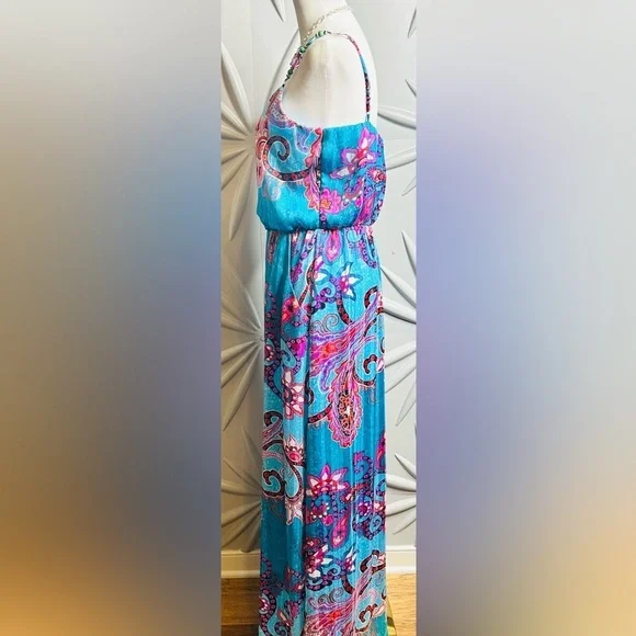 B. Darlin SZ S blue & purple multicolored maxi dress bust 32”-38” - Picture 5 of 5